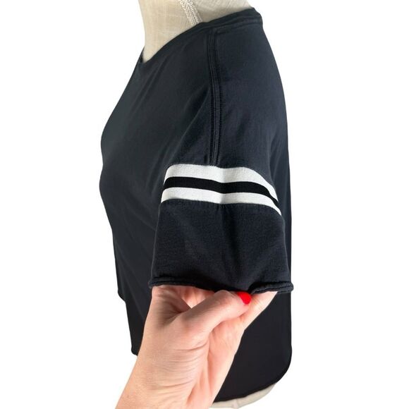 Rag & Bone Washed Black Striped Sleeve Casual Tee - Picture 3 of 7